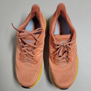Hoka One One Clifton 8 Women's Size 8.5B Sun Baked/ Shell Coral Sneakers.